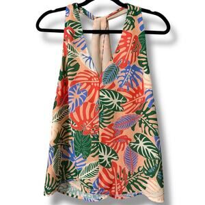 JADE women’s size small pullover halter tank tropical floral pattern lined